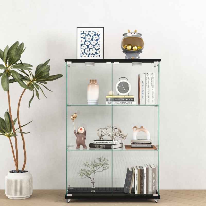 Bookshelf 5 Tier - 5 Tier Glass Display Cabinet with