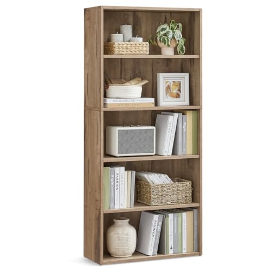 Bookshelf 5 Tier - Custos Collection - Bookshelf 5-Tier Bookcase