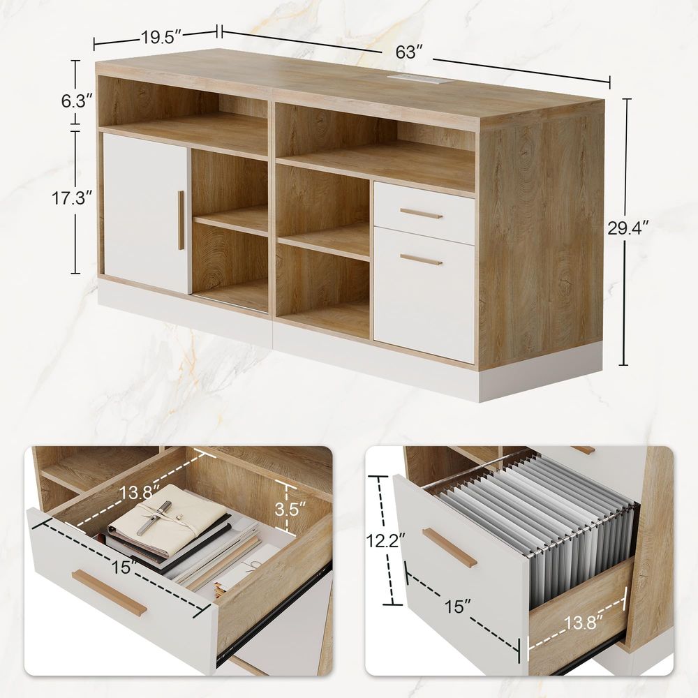 Credenza Office Storage - 63 Wood Lateral File Cabinet with