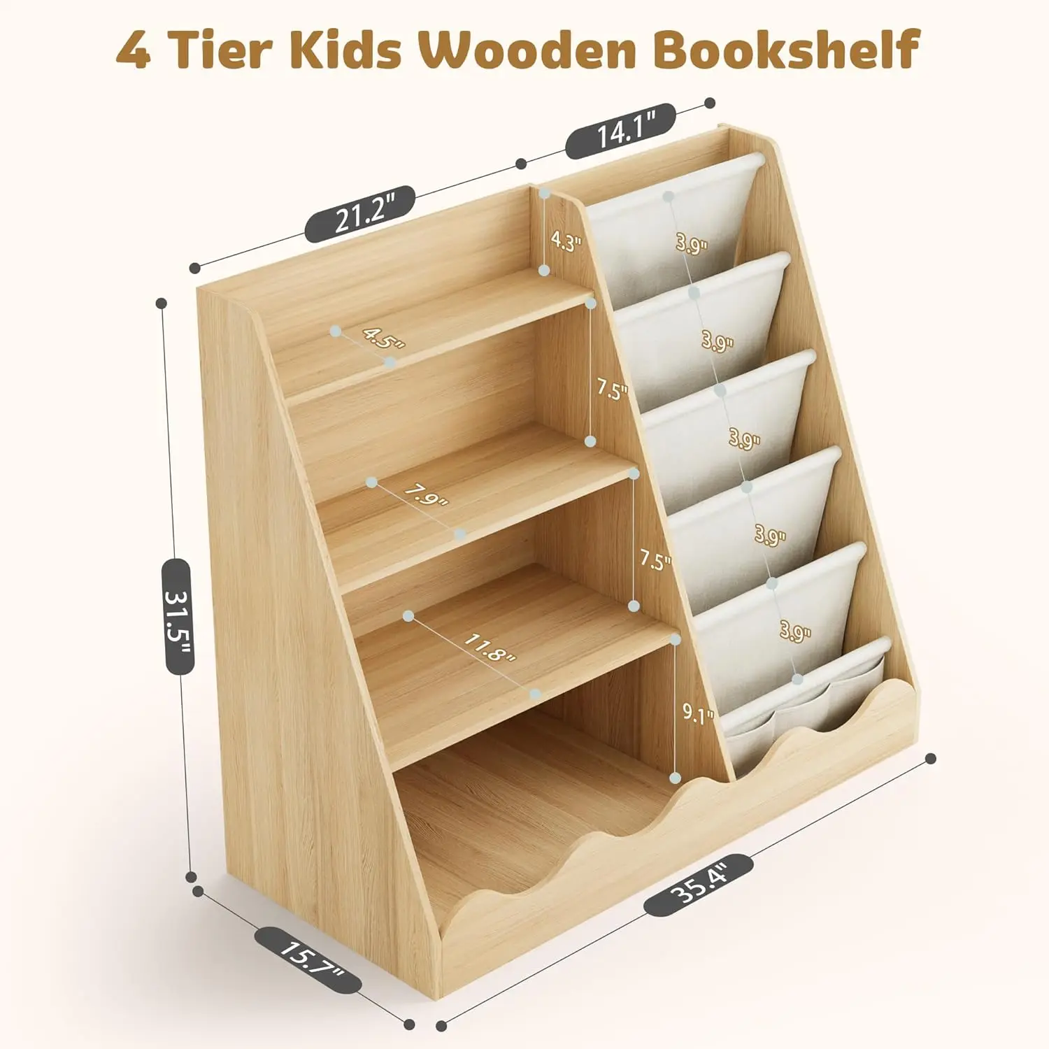 Wooden Kids Bookcase 4 Tier Ba - Bookshelf 5 Tier 리뷰 및 가격