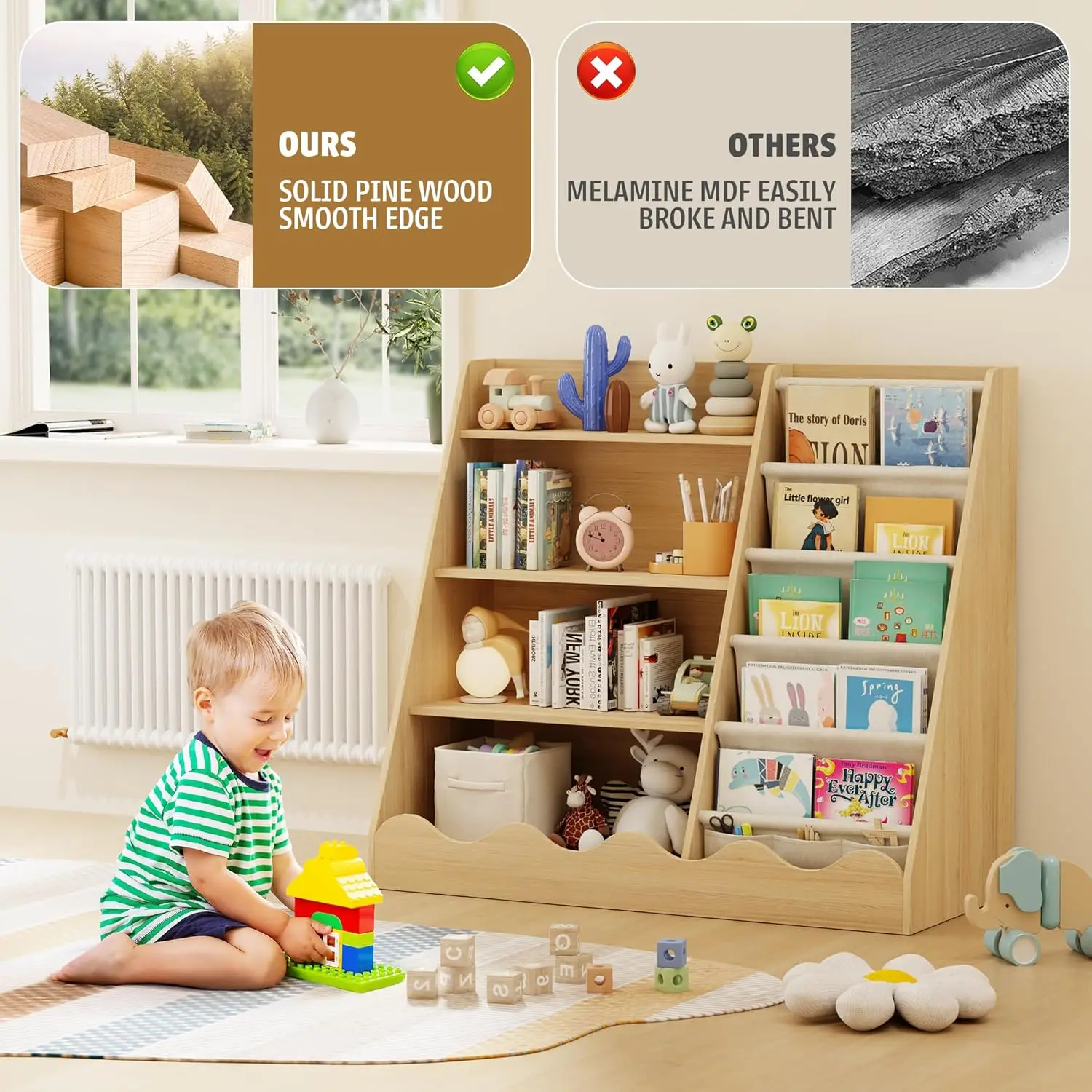 Wooden Kids Bookcase 4 Tier Ba - Bookshelf 5 Tier 리뷰 및 가격