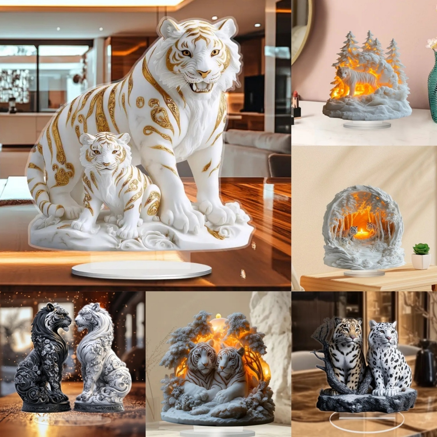 Two Tigers Statue,2D Flat Anim - Office Furniture Ideas 리뷰 및 가격
