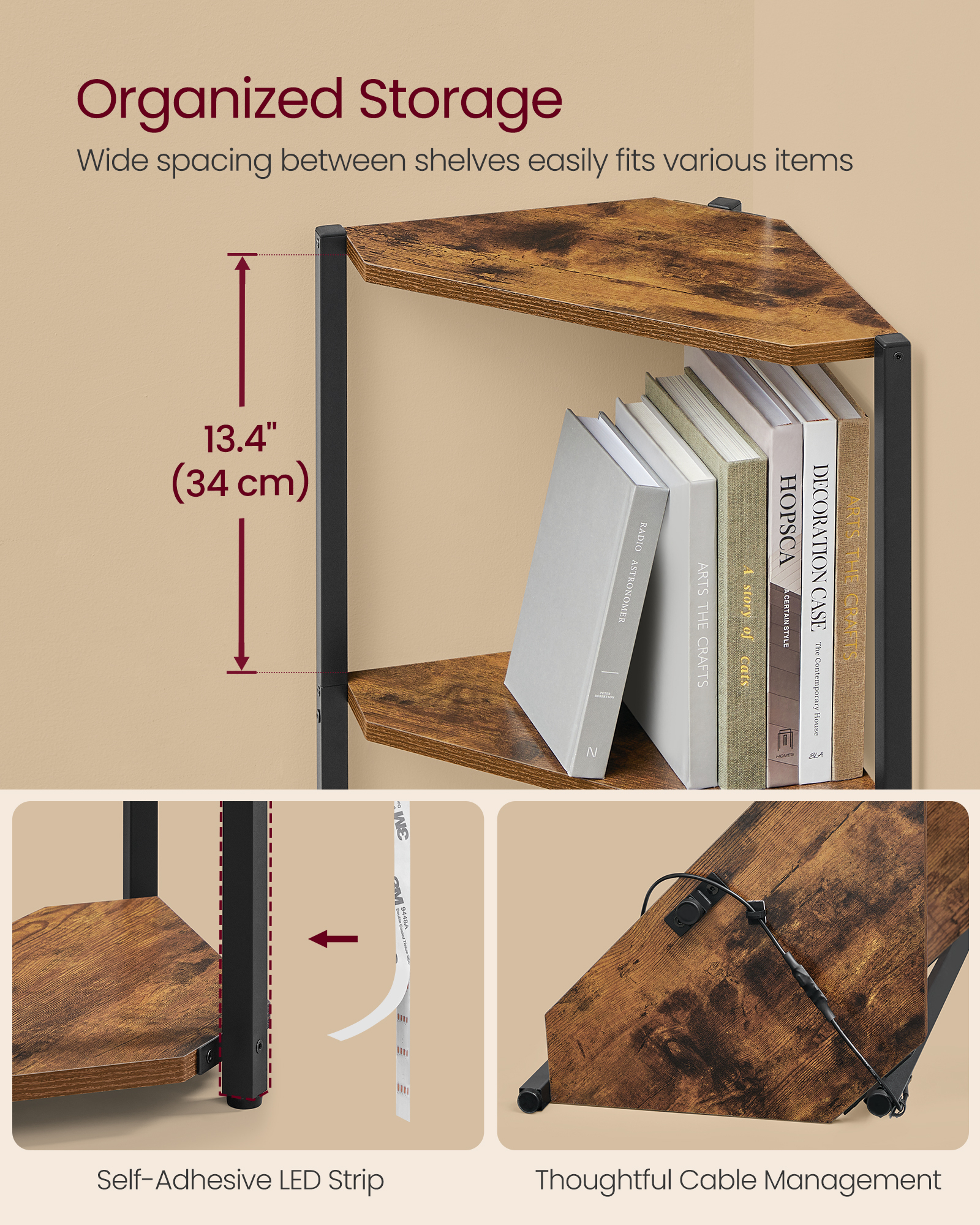 VASAGLE Corner Shelf Stand wit - Bookshelf 5 Tier 리뷰 및 가격