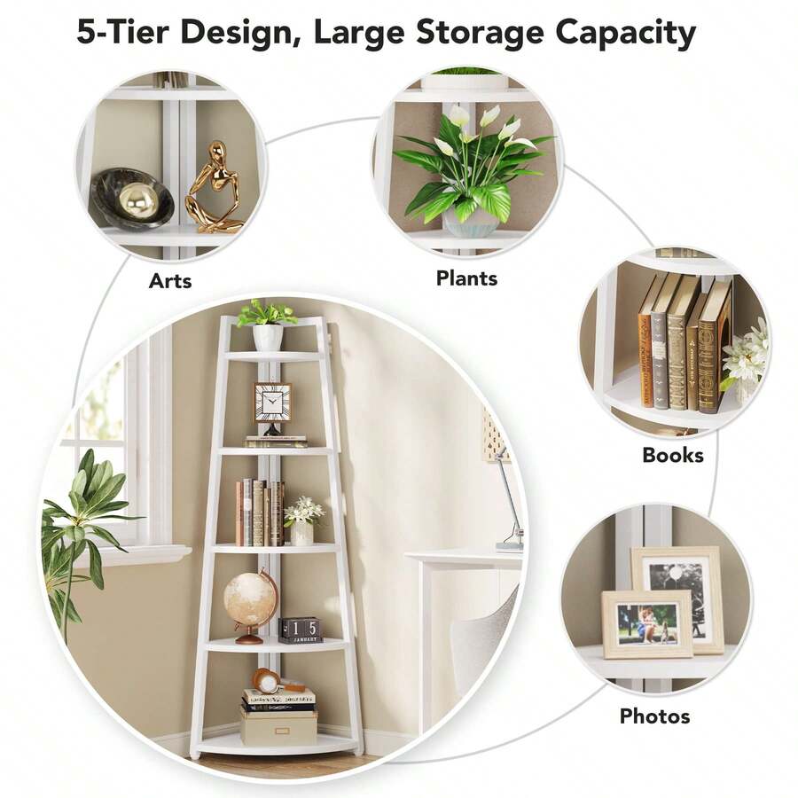 5-Tier Corner Bookshelf White  - Bookshelf 5 Tier 리뷰 및 가격