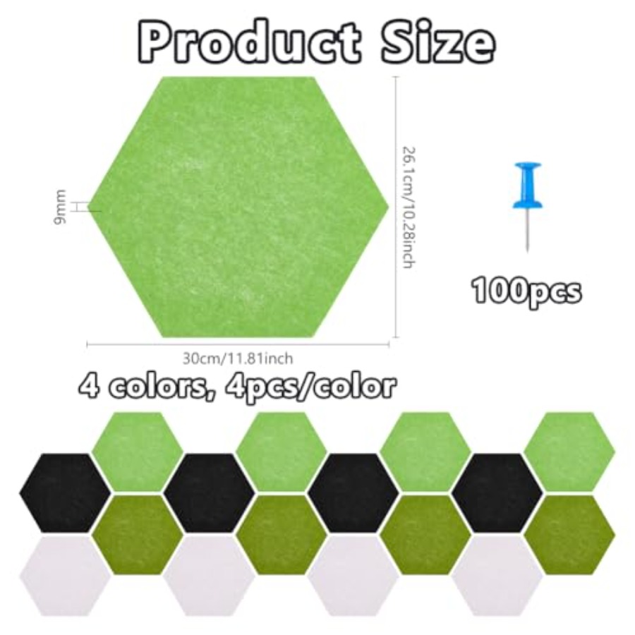 16Pcs 4 Colors Hexagon Felt Co - Bulletin Board Cork 리뷰 및 가격