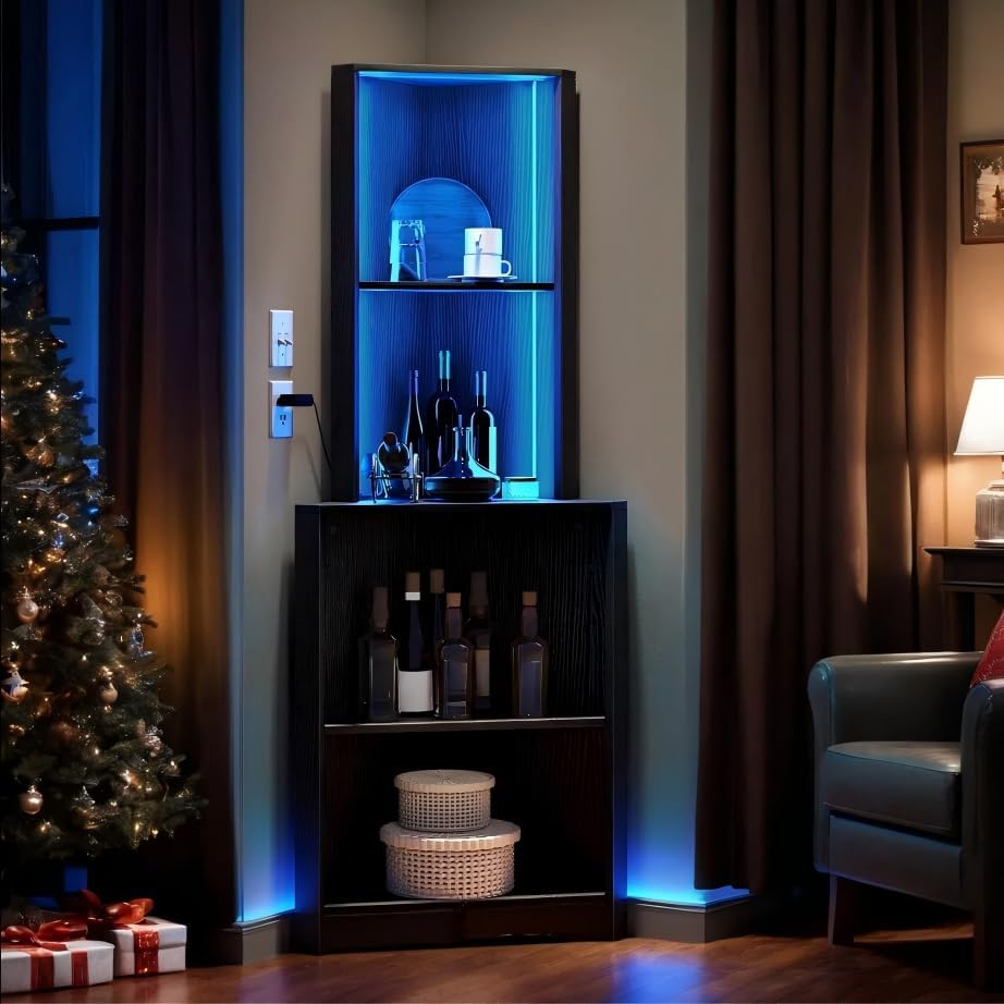 Corner Shelf Stand with Led Li - Bookshelf 5 Tier 리뷰 및 가격