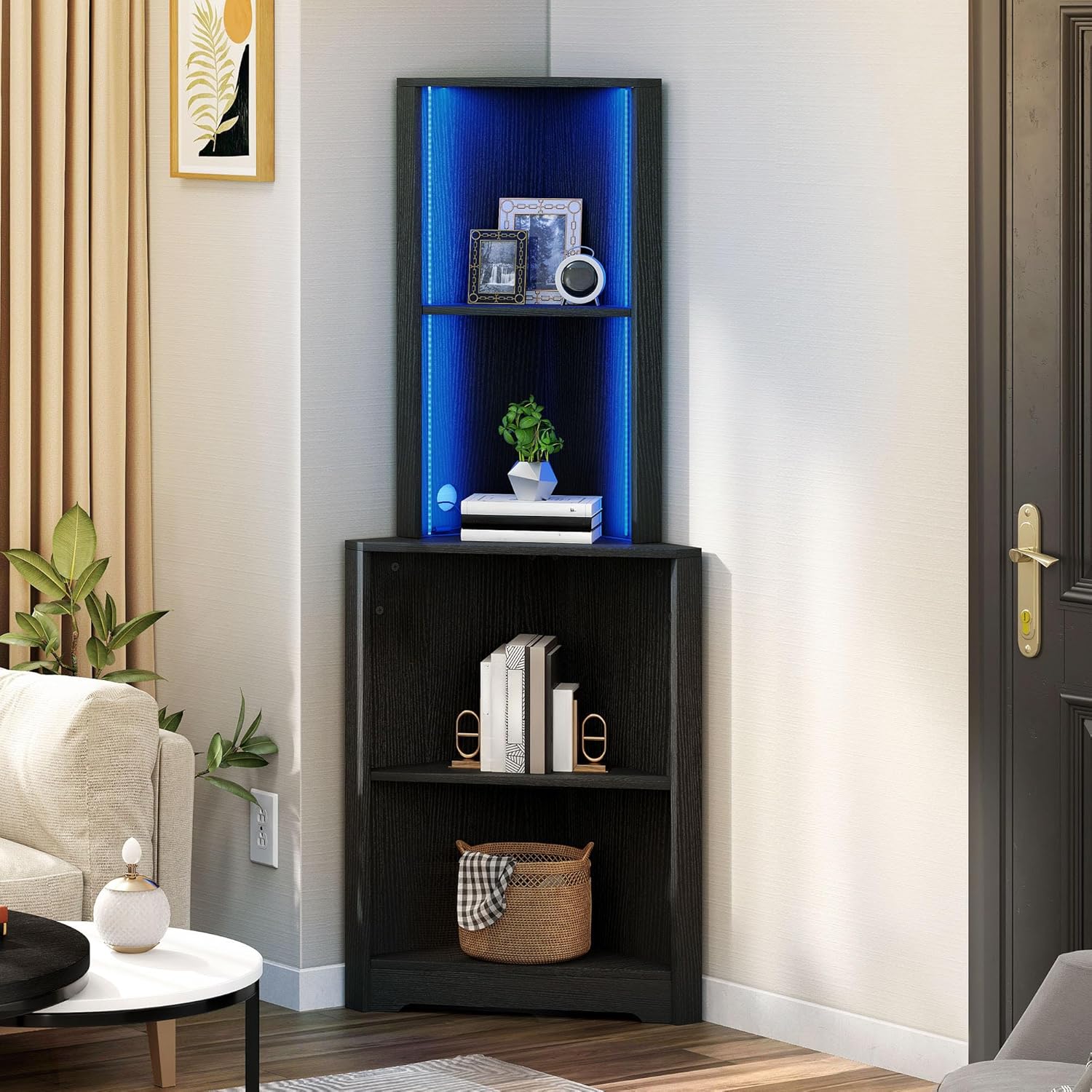 Corner Shelf Stand with Led Li - Bookshelf 5 Tier 리뷰 및 가격