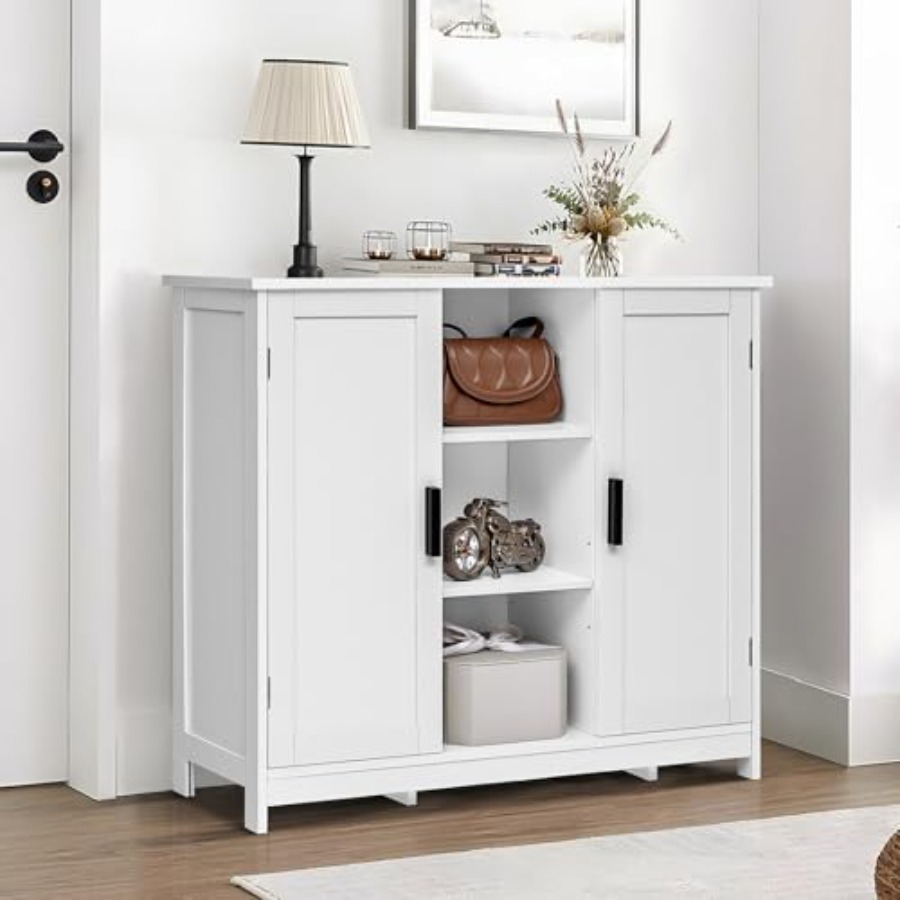 White Storage Cabinet with 2 D - Credenza Office Storage 리뷰 및 가격