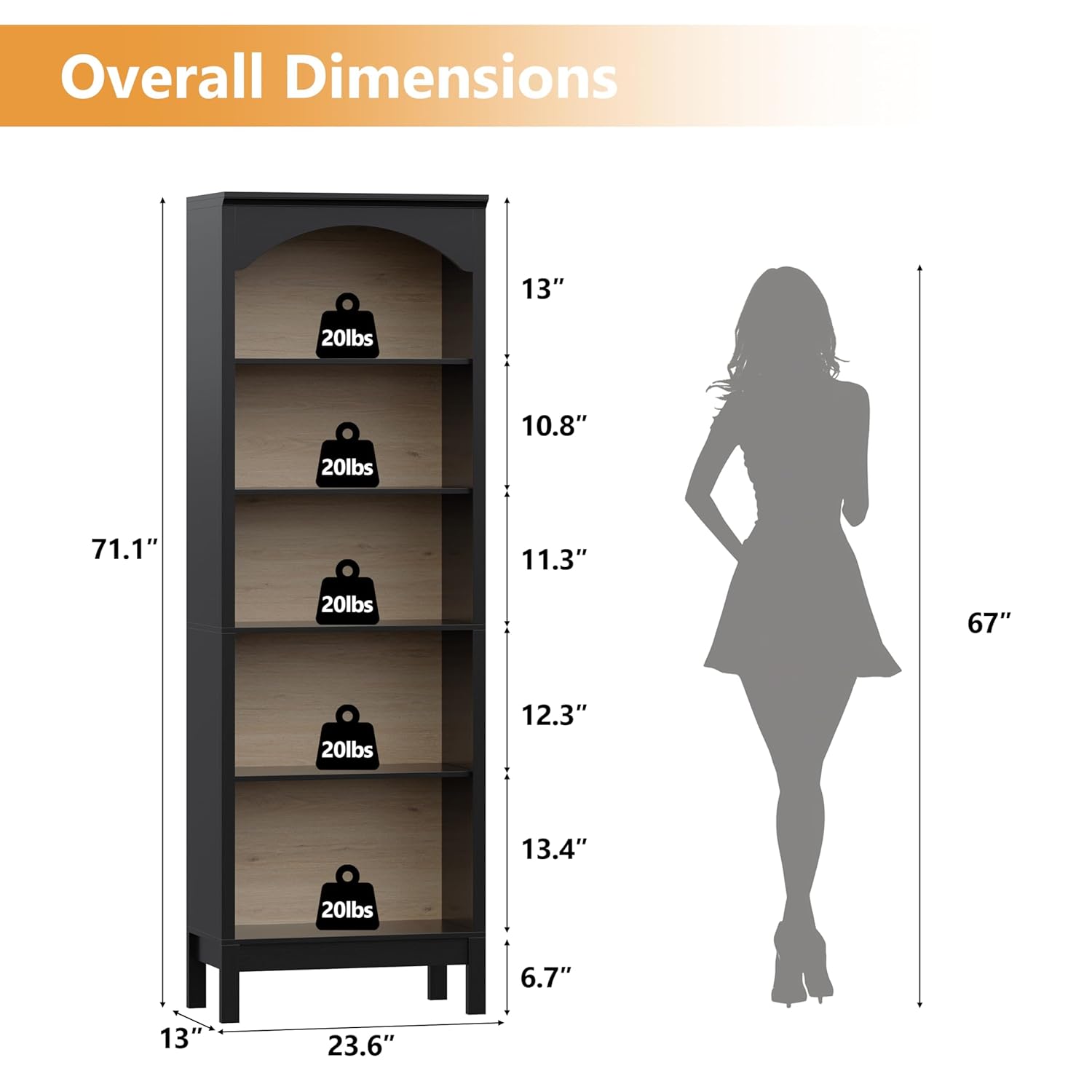 Arched Bookshelf with 5 Tier O - Bookshelf 5 Tier 리뷰 및 가격