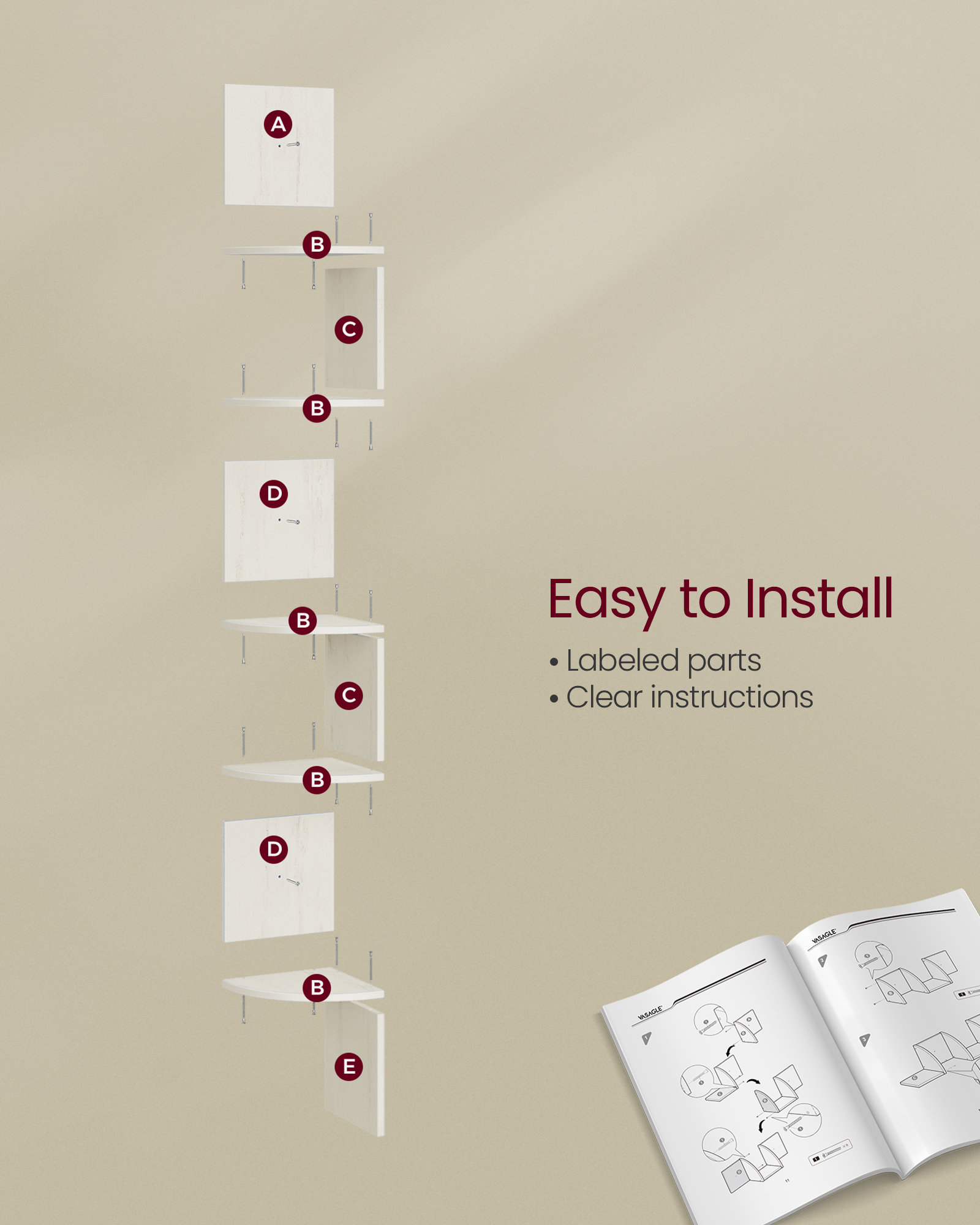 VASAGLE Corner Shelf Wall Moun - Bookshelf 5 Tier 리뷰 및 가격