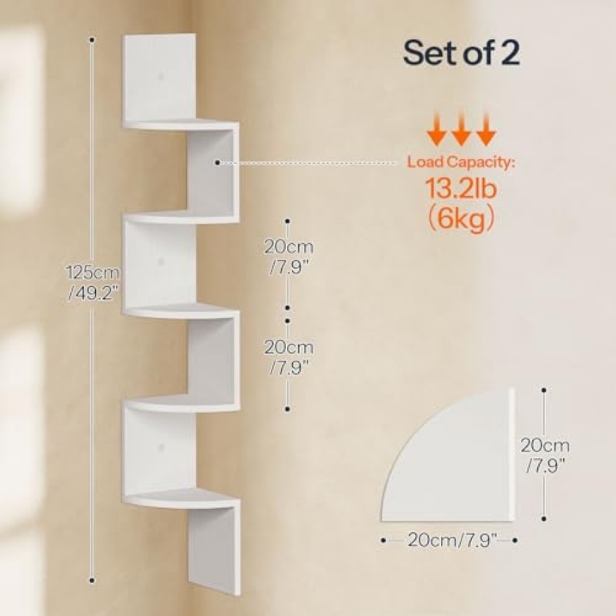 Corner Shelf Wall-Mounted, Set - Bookshelf 5 Tier 리뷰 및 가격