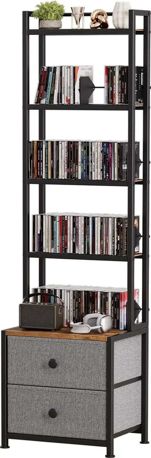 CD Storage Rack with Drawer, 5 - Bookshelf 5 Tier 리뷰 및 가격