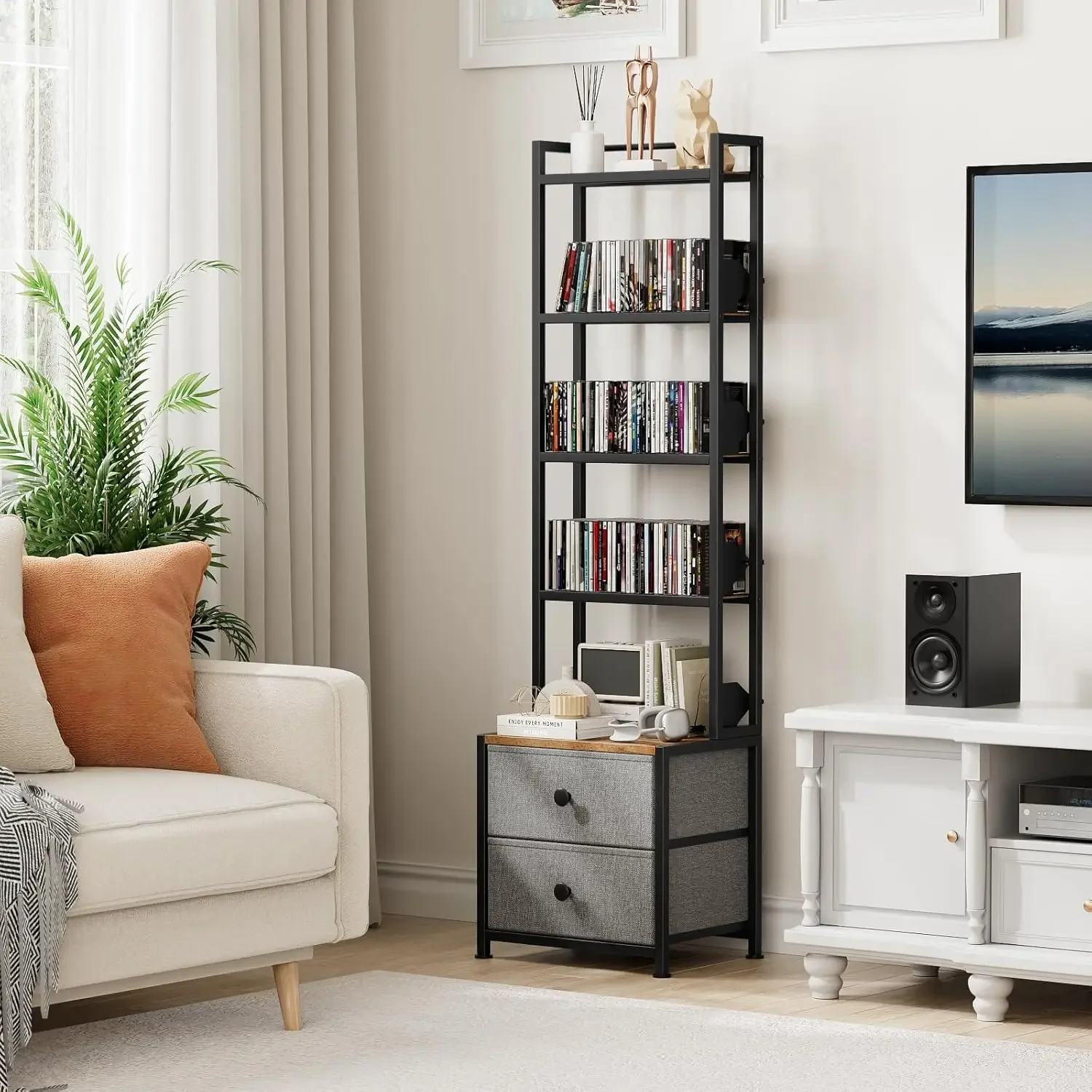 CD Storage Rack with Drawer, 5 - Bookshelf 5 Tier 리뷰 및 가격